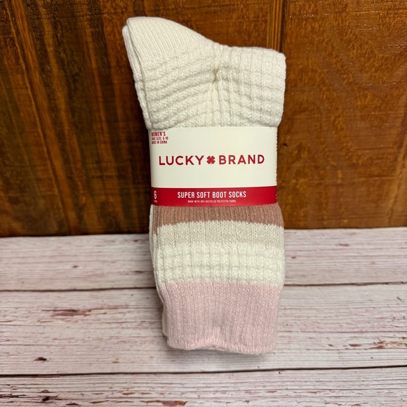 Lucky Brand Ladies Super Soft Boot Sock 6-Pair Pink Recycled Polyester - Picture 4 of 4